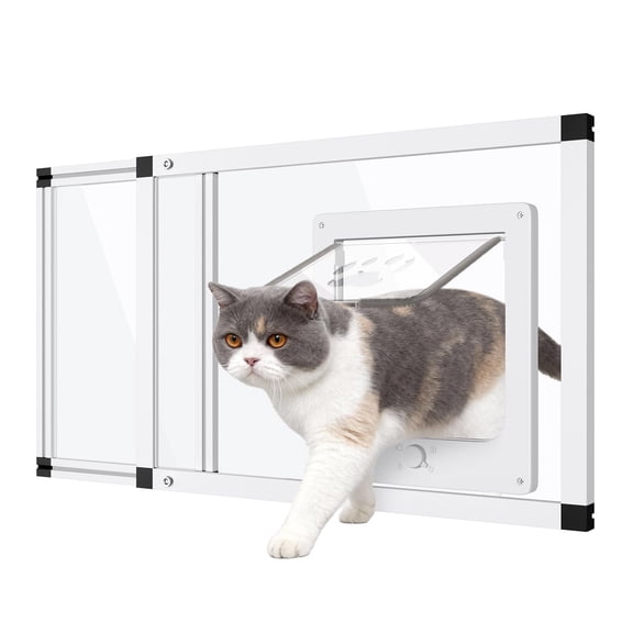 Sliding Cat Door For Window Fits 22"-28.5" Width 1-mintall | Aluminum Frame + Hd Glweatherproof Designic Closureert Adjustable Pet Cats