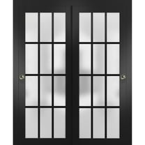 Sliding Closet 12 Lites Bypass Doors | Felicia 3312 | Sturdy Rails Moldings Trims Hardware Set | Wood Solid Bedroom Wardrobe Doors -36" x 84" (2* 18x84)