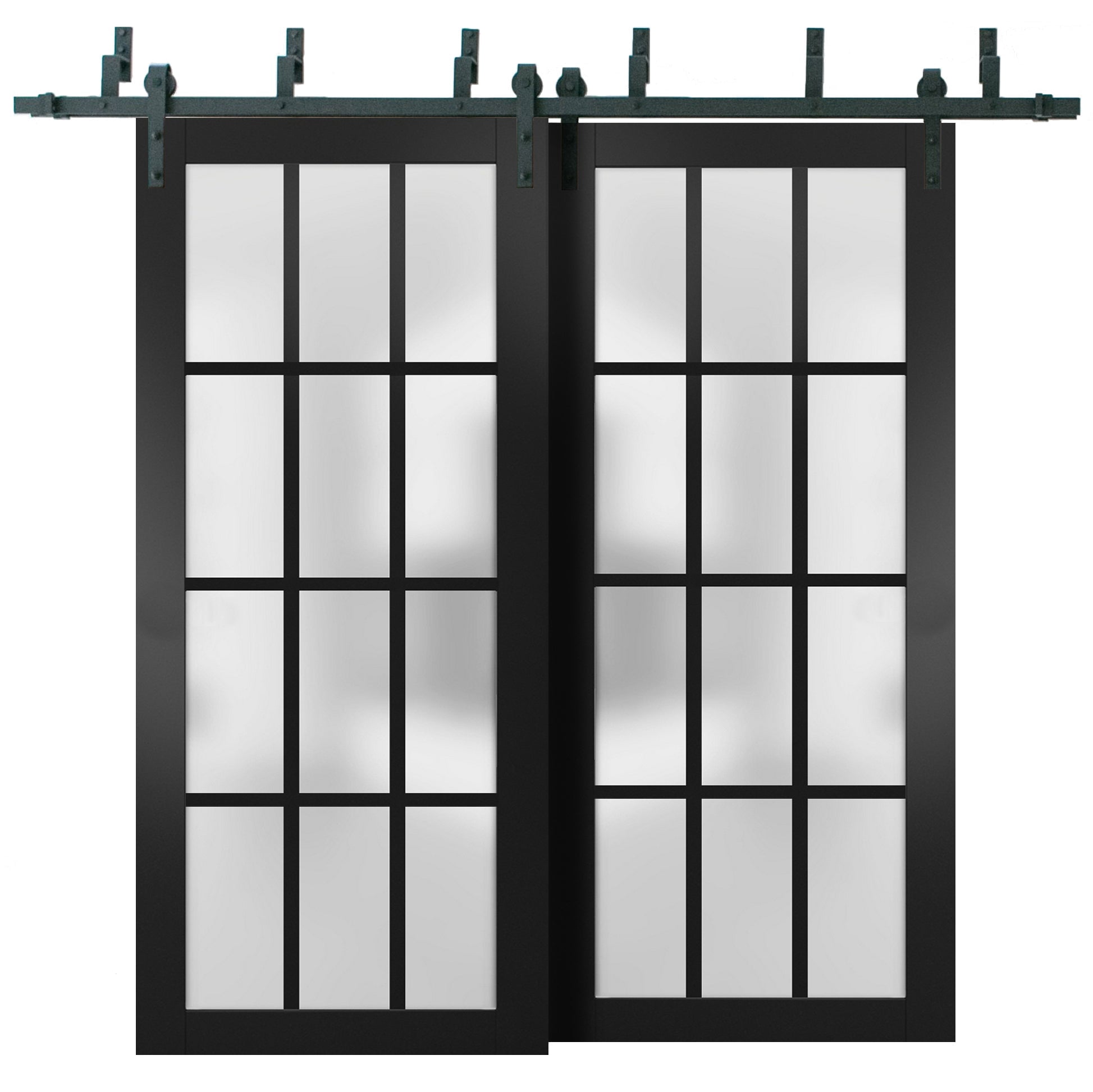 Sliding Closet 12 Lites Frosted Glass Barn Bypass Doors | Felicia 3312