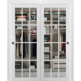 thumbnail image 1 of Sliding Closet 12 lites Bypass Doors | Felicia 3355 | Sturdy Rails Moldings Trims Hardware Set | Wood Solid Bedroom Wardrobe Doors -48" x 96" (2* 24x96), 1 of 6