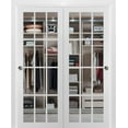 thumbnail image 1 of Sliding Closet 12 lites Bypass Doors | Felicia 3355 | Sturdy Rails Moldings Trims Hardware Set | Wood Solid Bedroom Wardrobe Doors, 1 of 6