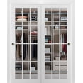 thumbnail image 1 of Sliding Closet 12 lites Bypass Doors | Felicia 3355 | Sturdy Rails Moldings Trims Hardware Set | Wood Solid Bedroom Wardrobe Doors, 1 of 6