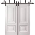thumbnail image 1 of Sliding Closet Barn Bypass Doors 36 x 80 inches | CLASSIC 2289 White Enamel | 6.6ft Rails Hardware Set | Wood Solid Bedroom Wardrobe Doors, 1 of 5