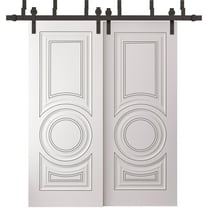 Sliding Closet Barn Bypass Doors 36 x 80 inches | CLASSIC 5589 White Enamel | 6.6ft Rails Hardware Set | Wood Solid Bedroom Wardrobe Doors