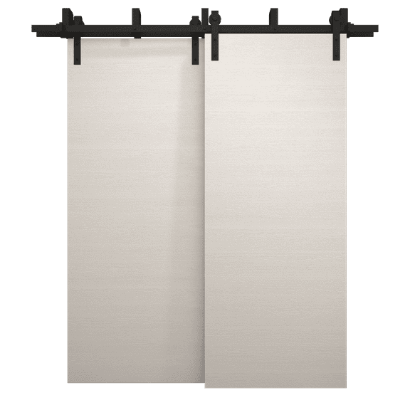 Sliding Closet Barn Bypass Doors 36 x 80 inches | Ego 5000 Painted White Oak | Modern 6.6ft Rails Hardware Set | Wood Solid Bedroom Wardrobe Doors