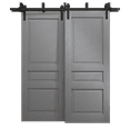 thumbnail image 1 of Sliding Closet Barn Bypass Doors 36 x 80 inches | Ego 5012 Painted Grey Oak | Modern 6.6ft Rails Hardware Set | Wood Solid Bedroom Wardrobe Doors, 1 of 5