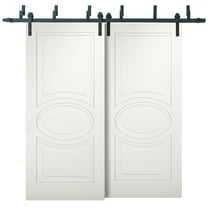 Sliding Closet Barn Bypass Doors 36 x 80 inches / Mela 7001 Matte White / Modern 6.6ft Rails Hardware Set / Wood Solid Bedroom Wardrobe Doors