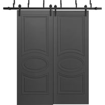 Sliding Closet Barn Bypass Doors 36 x 80 inches / Mela 7001 Painted Black / Modern 6.6FT Rails Hardware Set / Wood Solid Bedroom Wardrobe Doors