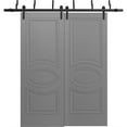thumbnail image 1 of Sliding Closet Barn Bypass Doors 36 x 80 inches / Mela 7001 Painted Grey / Modern 6.6ft Rails Hardware Set / Wood Solid Bedroom Wardrobe Doors, 1 of 5