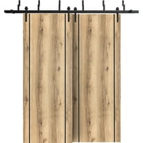 Sliding Closet Barn Bypass Doors 36 x 80 inches | Planum 0017 Oak with Frosted Glass | Sturdy 6.6ft Rails Hardware Set | Wood Solid Bedroom Wardrobe Doors