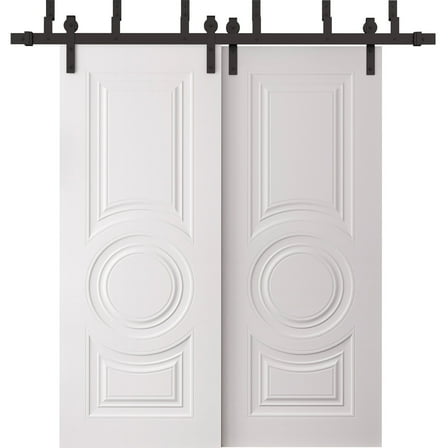 Sliding Closet Barn Bypass Doors 36 x 80 inches | SELECT 1089 White | 6.6ft Rails Hardware Set | Wood Solid Bedroom Wardrobe Doors