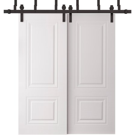 Sliding Closet Barn Bypass Doors 36 x 80 inches | SELECT 2779 White | 6.6ft Rails Hardware Set | Wood Solid Bedroom Wardrobe Doors