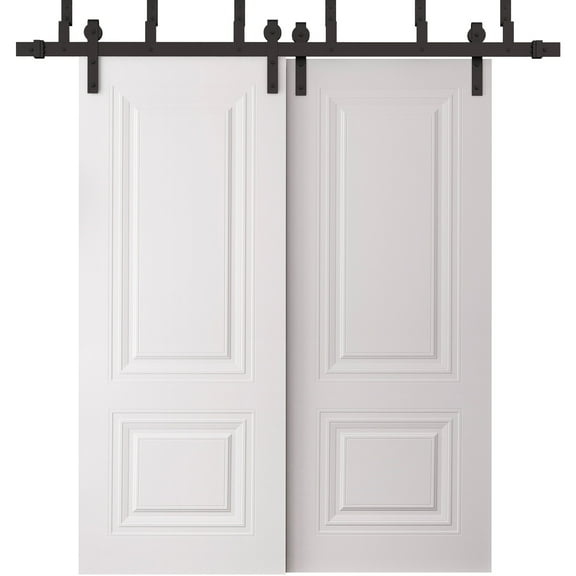 Sliding Closet Barn Bypass Doors 36 x 80 inches | SELECT 2779 White | 6.6ft Rails Hardware Set | Wood Solid Bedroom Wardrobe Doors