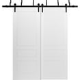 thumbnail image 1 of Sliding Closet Barn Bypass Doors 36 x 84 inches / Mela 0733 Painted White / Modern 6.6FT Rails Hardware Set / Wood Solid Bedroom Wardrobe Doors, 1 of 4