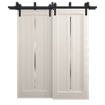 thumbnail image 1 of Sliding Closet Barn Bypass Doors 36 x 96 inches | Ego 5014 Painted White Oak | Modern 6.6ft Rails Hardware Set | Wood Solid Bedroom Wardrobe Doors, 1 of 5