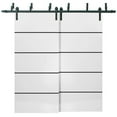 thumbnail image 1 of Sliding Closet Barn Bypass Doors 36 x 96 inches | Planum 0015 White Silk with Frosted Glass | Sturdy 6.6ft Rails Hardware Set | Wood Solid Bedroom Wardrobe Doors, 1 of 6