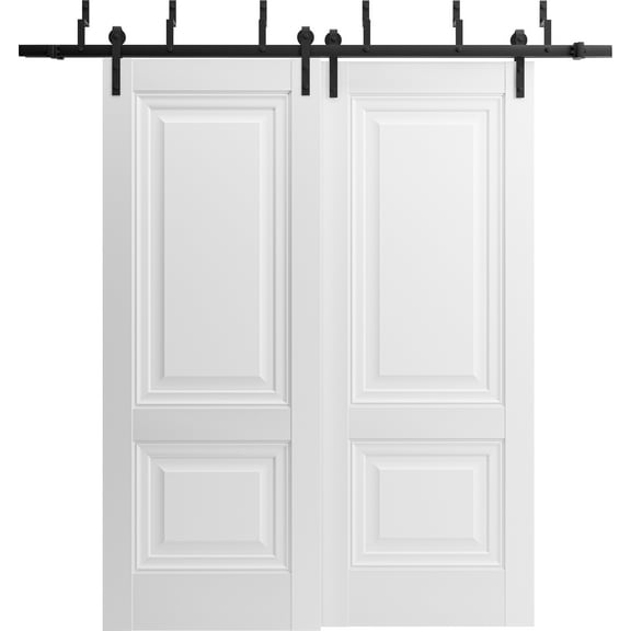 Sliding Closet Barn Bypass Doors 48 x 80 inches | Lucia 8831 White Silk | Sturdy 6.6ft Rails Hardware Set | Wood Solid Bedroom Wardrobe Doors