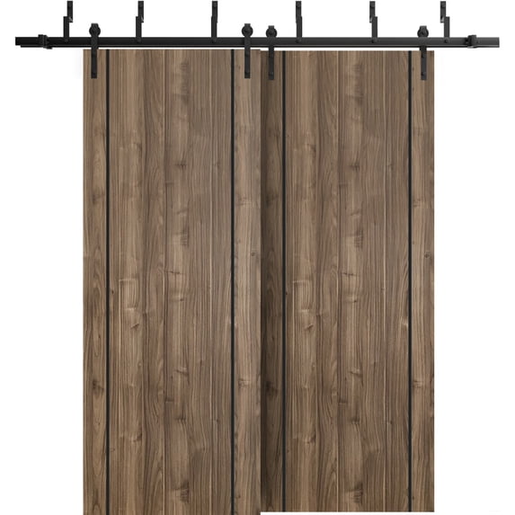 Sliding Closet Barn Bypass Doors 48 x 80 inches | Planum 0016 White Silk with Frosted Glass | Sturdy 6.6ft Rails Hardware Set | Wood Solid Bedroom Wardrobe Doors