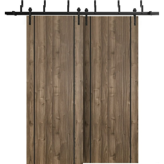 Sliding Closet Barn Bypass Doors 48 x 84 inches | Planum 0016 White Silk with Frosted Glass | Sturdy 6.6ft Rails Hardware Set | Wood Solid Bedroom Wardrobe Doors