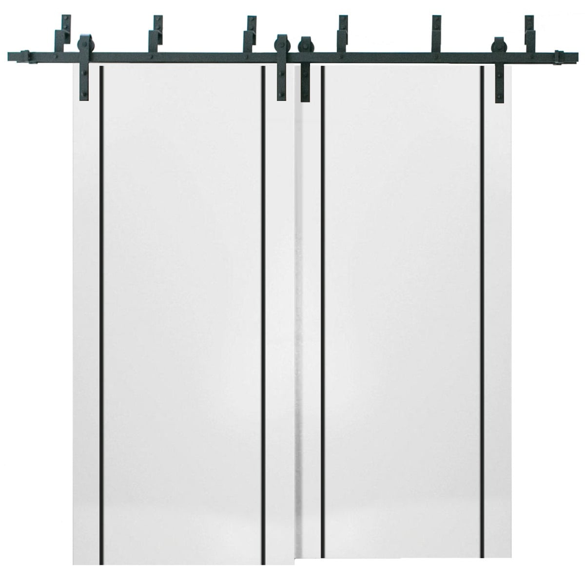 Sliding Closet Barn Bypass Doors 48 x 96 inches Planum 0016 White