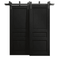 thumbnail image 1 of Sliding Closet Barn Bypass Doors 56 x 80 inches | Ego 5012 Painted Black Oak | Modern 6.6ft Rails Hardware Set | Wood Solid Bedroom Wardrobe Doors, 1 of 5