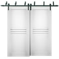 thumbnail image 1 of Sliding Closet Barn Bypass Doors 56 x 80 inches / Mela 7444 White Silk / Modern 6.6ft Rails Hardware Set / Wood Solid Bedroom Wardrobe Doors, 1 of 4