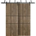 thumbnail image 1 of Sliding Closet Barn Bypass Doors 56 x 96 inches | Planum 0014 Walnut with Frosted Glass | Sturdy 6.6ft Rails Hardware Set | Wood Solid Bedroom Wardrobe Doors, 1 of 6