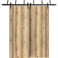 thumbnail image 1 of Sliding Closet Barn Bypass Doors 56 x 96 inches | Planum 0016 Oak with Frosted Glass | Sturdy 6.6ft Rails Hardware Set | Wood Solid Bedroom Wardrobe Doors, 1 of 6