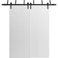 thumbnail image 1 of Sliding Closet Barn Bypass Doors 60 x 80 inches / Mela 0716 Painted White / Modern 6.6FT Rails Hardware Set / Wood Solid Bedroom Wardrobe Doors, 1 of 2