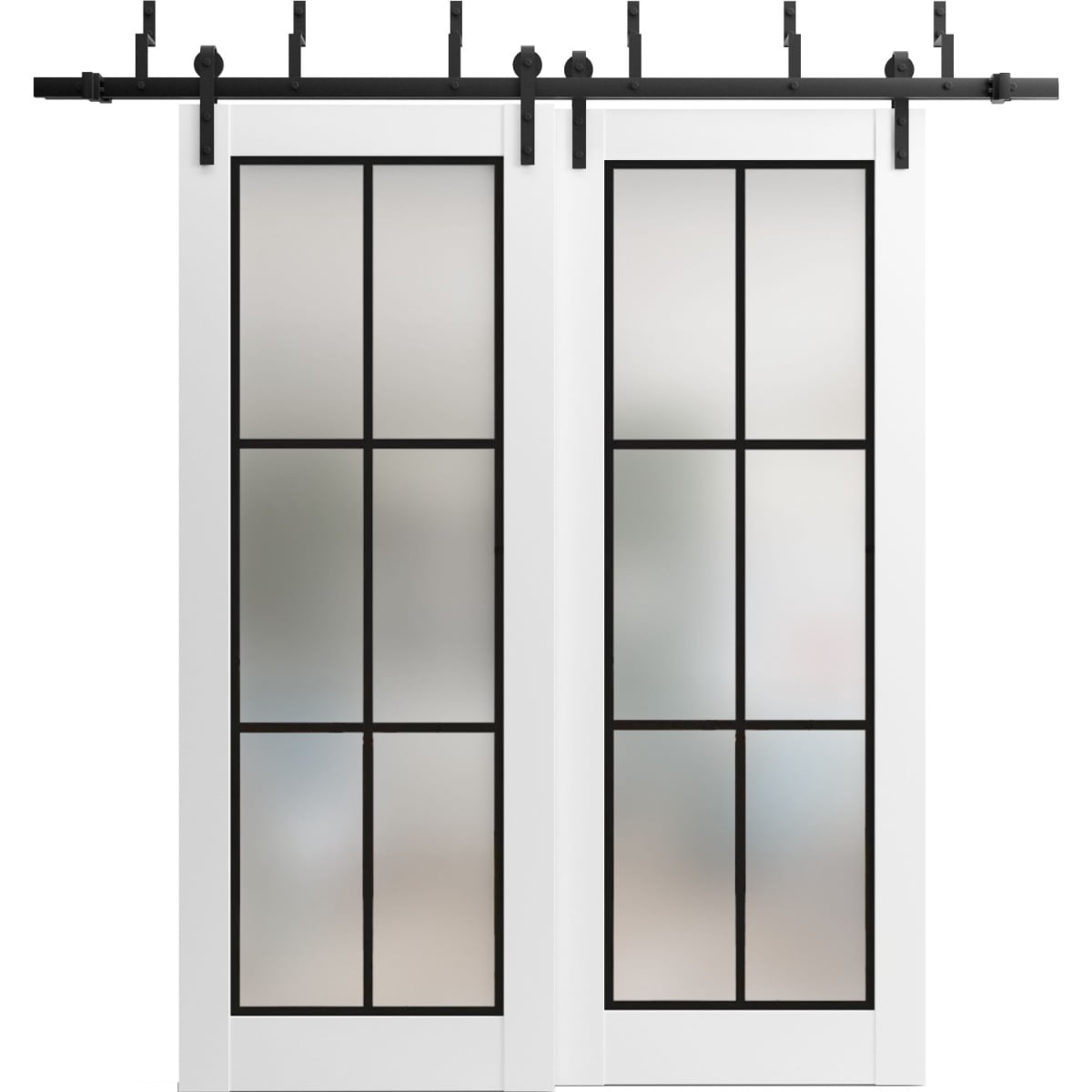 Sliding Closet Barn Bypass Doors 60 x 80 inches | Planum 2122 White ...