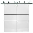 thumbnail image 1 of Sliding Closet Barn Bypass Doors 60 x 84 inches | Planum 0014 White Silk with Frosted Glass | Sturdy 6.6ft Rails Hardware Set | Wood Solid Bedroom Wardrobe Doors, 1 of 6