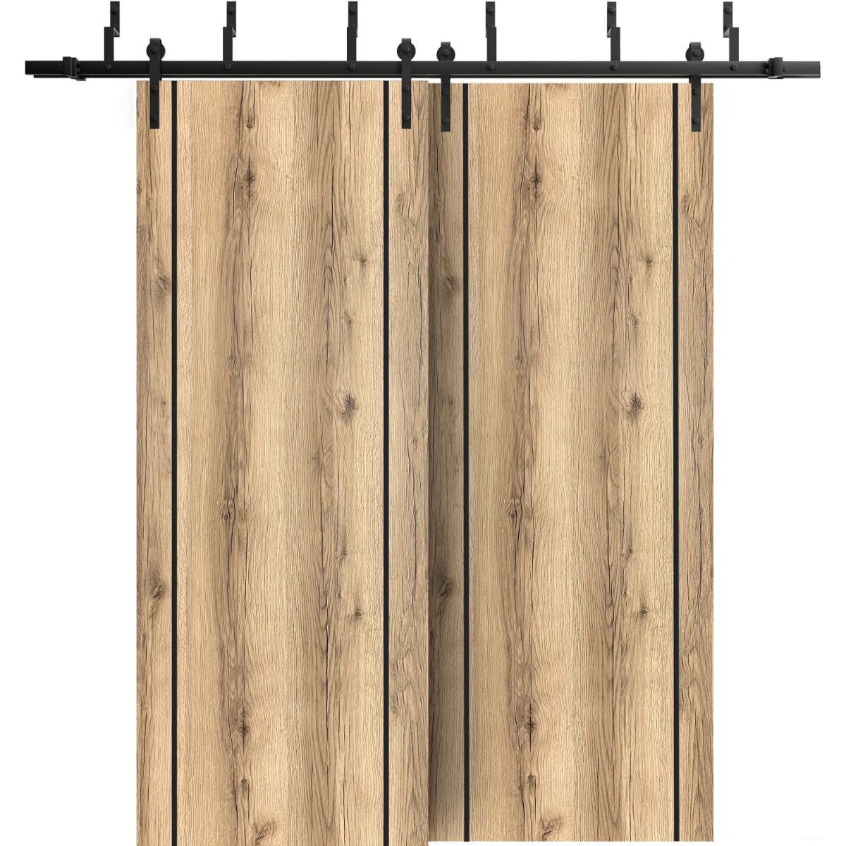 Sliding Closet Barn Bypass Doors 60 x 84 inches Planum 0017 Oak with Frosted Glass Sturdy 6