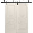 thumbnail image 1 of Sliding Closet Barn Bypass Doors 60 x 96 inches / Mela 7001 Painted Creamy / Modern 6.6FT Rails Hardware Set / Wood Solid Bedroom Wardrobe Doors, 1 of 5