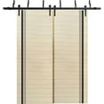 thumbnail image 1 of Sliding Closet Barn Bypass Doors 60 x 96 inches | Planum 0011 Natural Veneer with Frosted Glass | Sturdy 6.6ft Rails Hardware Set | Wood Solid Bedroom Wardrobe Doors, 1 of 6