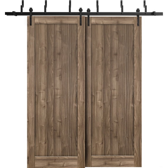 Sliding Closet Barn Bypass Doors 60 x 96 inches | Quadro 4111 Walnut | Sturdy 6.6ft Rails Hardware Set | Wood Solid Bedroom Wardrobe Doors