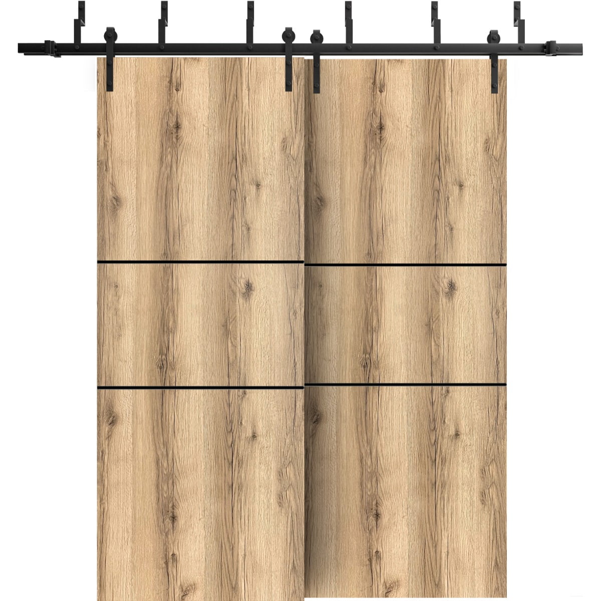 Sliding Closet Barn Bypass Doors 64 x 80 inches Planum 0014 Oak with