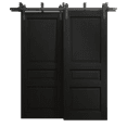 thumbnail image 1 of Sliding Closet Barn Bypass Doors 64 x 84 inches | Ego 5012 Painted Black Oak | Modern 6.6ft Rails Hardware Set | Wood Solid Bedroom Wardrobe Doors, 1 of 5