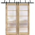 thumbnail image 1 of Sliding Closet Barn Bypass Doors 64 x 96 inches | Quadro 4002 Oak | Sturdy 6.6ft Rails Hardware Set | Wood Solid Bedroom Wardrobe Doors, 1 of 6