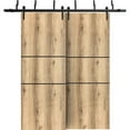 thumbnail image 1 of Sliding Closet Barn Bypass Doors 72 x 80 inches | Planum 0014 Oak with Frosted Glass | Sturdy 6.6ft Rails Hardware Set | Wood Solid Bedroom Wardrobe Doors, 1 of 6