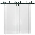 thumbnail image 1 of Sliding Closet Barn Bypass Doors 72 x 80 inches | Planum 0016 White Silk with Frosted Glass | Sturdy 6.6ft Rails Hardware Set | Wood Solid Bedroom Wardrobe Doors, 1 of 6