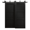 thumbnail image 1 of Sliding Closet Barn Bypass Doors 72 x 84 inches | Ego 5010 Painted Black Oak | Modern 6.6ft Rails Hardware Set | Wood Solid Bedroom Wardrobe Doors, 1 of 5