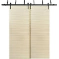 thumbnail image 1 of Sliding Closet Barn Bypass Doors 72 x 84 inches | Planum 0010 Natural Veneer | Sturdy 6.6ft Rails Hardware Set | Wood Solid Bedroom Wardrobe Doors, 1 of 6