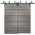 thumbnail image 1 of Sliding Closet Barn Bypass Doors 72 x 84 inches | Planum 0015 Ginger Ash with Frosted Glass | Sturdy 6.6ft Rails Hardware Set | Wood Solid Bedroom Wardrobe Doors, 1 of 6