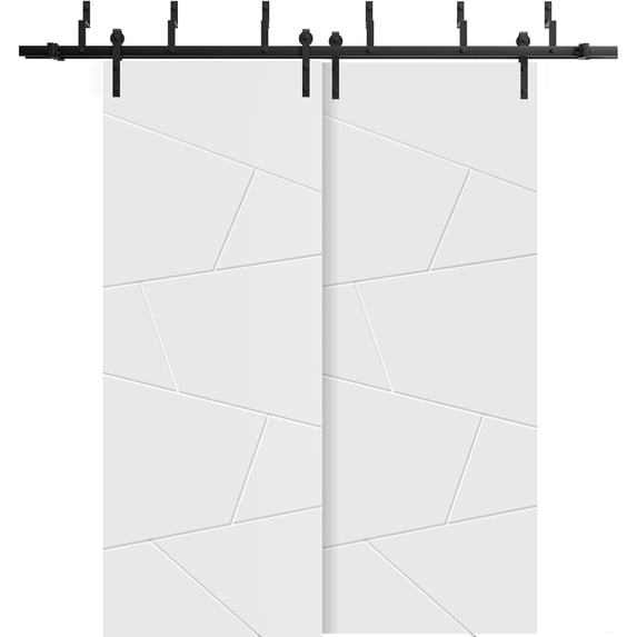 Sliding Closet Barn Bypass Doors 72 x 84 inches | Planum 0990 Painted White | Sturdy 6.6ft Rails Hardware Set | Wood Solid Bedroom Wardrobe Doors
