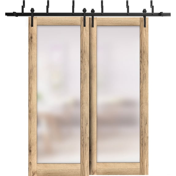 Sliding Closet Barn Bypass Doors 72 x 84 inches | Planum 2102 Oak | Sturdy 6.6ft Rails Hardware Set | Wood Solid Bedroom Wardrobe Doors