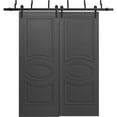 thumbnail image 1 of Sliding Closet Barn Bypass Doors 72 x 96 inches / Mela 7001 Painted Black / Modern 6.6FT Rails Hardware Set / Wood Solid Bedroom Wardrobe Doors, 1 of 5