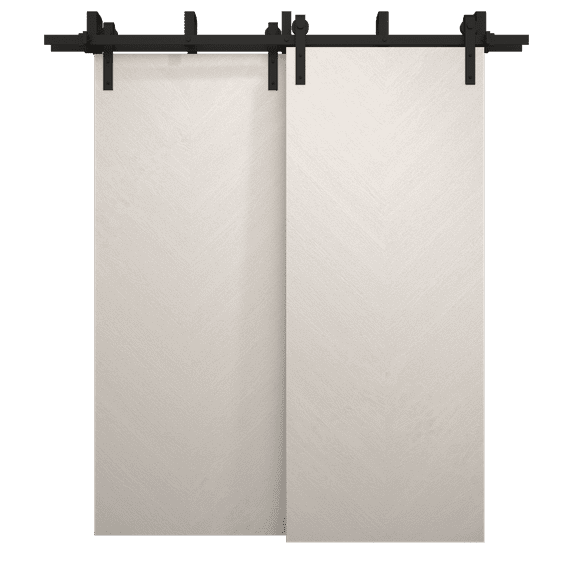 Sliding Closet Barn Bypass Doors 84 x 84 inches | Ego 5005 Painted White Oak | Modern 8ft Rails Hardware Set | Wood Solid Bedroom Wardrobe Doors