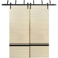 thumbnail image 1 of Sliding Closet Barn Bypass Doors 84 x 84 inches | Planum 0012 Natural Veneer with Frosted Glass | Sturdy 8ft Rails Hardware Set | Wood Solid Bedroom Wardrobe Doors, 1 of 6