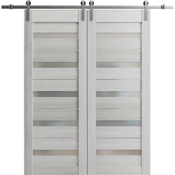Sliding Closet Barn Bypass Doors 84 x 84 inches | Quadro 4111 Matte Black | Sturdy 8ft Rails Hardware Set | Wood Solid Bedroom Wardrobe Doors