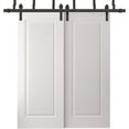 thumbnail image 1 of Sliding Closet Barn Bypass Doors 84 x 96 inches | CLASSIC 8889 White Enamel | 8ft Rails Hardware Set | Wood Solid Bedroom Wardrobe Doors, 1 of 5